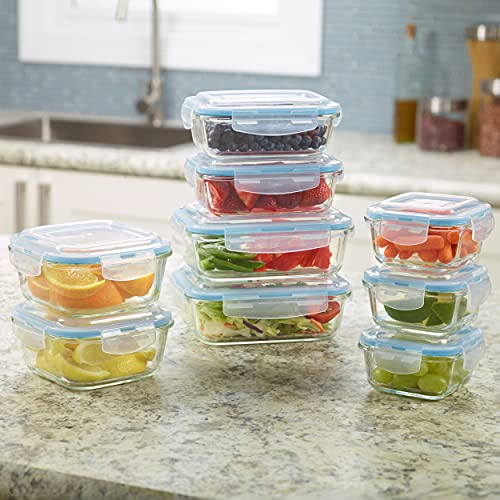 9 Pack Glass Food Storage Containers with Lids F52583