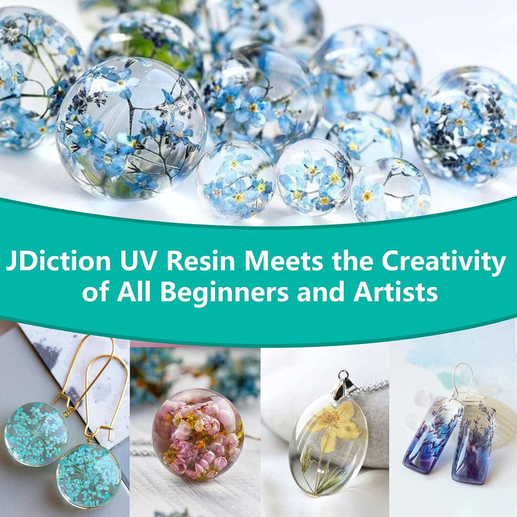 UV Resin Kit with Light, Crystal Clear Hard Resin Sunlight Curing UV Resin D84535