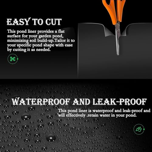 Black 20 Mil HDPE Pond Liner 10×13ft Z944