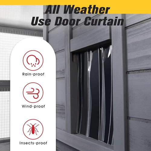 70 Inches Large Wooden Catio Outdoor Cat Enclosure with Waterproof Roof B777749
