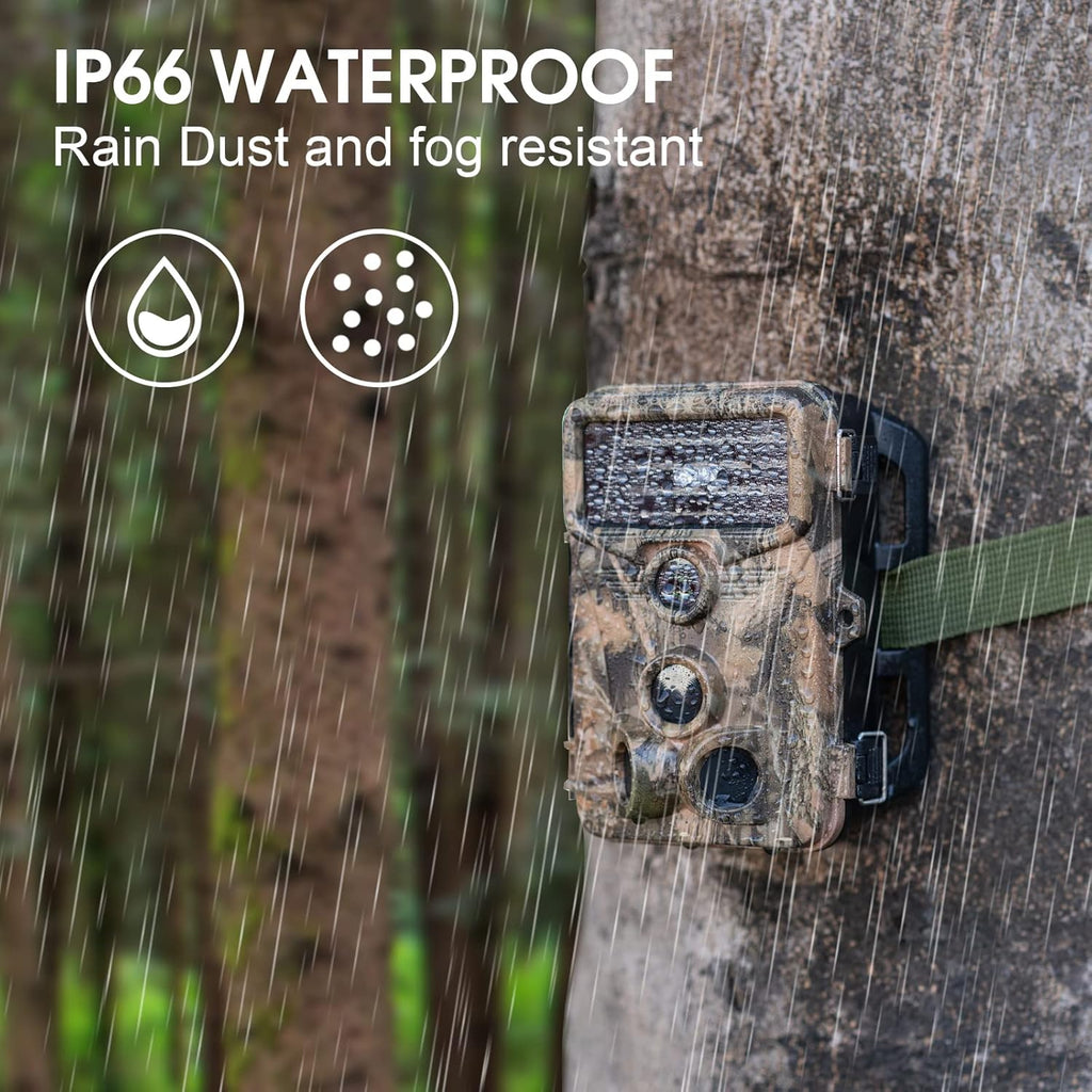 2 Pack 1080P 20MP 120° Wide-Angle No Glow IR Night Vision Motion Activated 0.2S Trigger Speed 2.4" LCD IP66 Waterproof Trail Camera F8539
