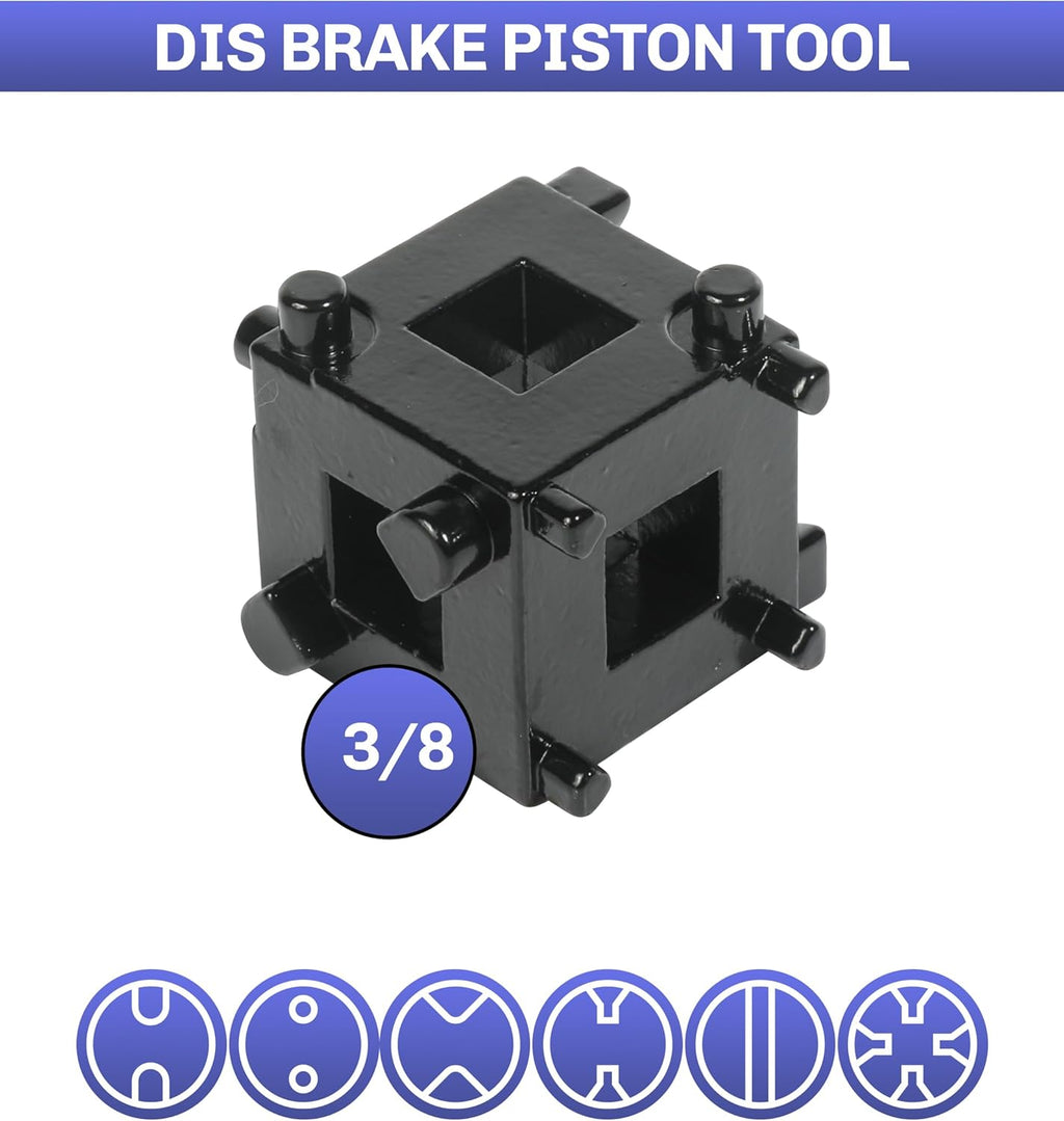 3/8" Disc Brake Piston Tool with 2PCS Brake Caliper Hangers T40857
