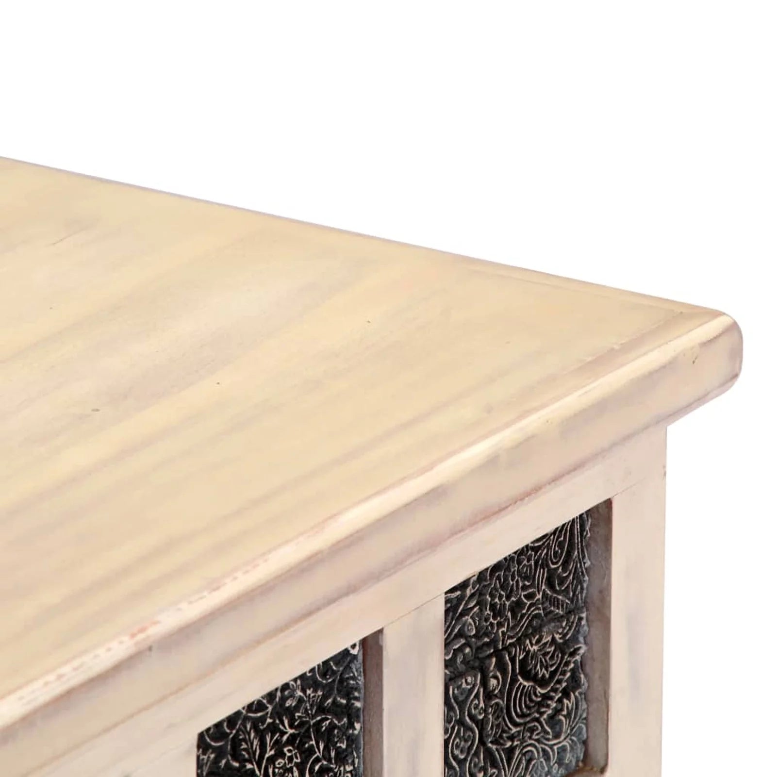 Storage Chest Acacia Wood Blanket Box White 43.3 x 15.7 x 17.7 Inches I802888
