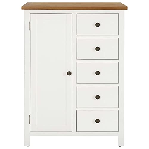 Solid Oak Wood Wardrobe with Hanging Rod and Drawers Z504