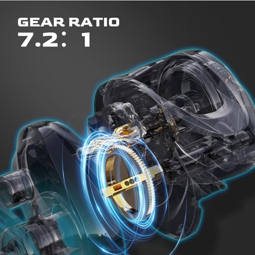 Baitcasting Reel with 9+1 Stainless Steel Bearings, 7.2:1 Gear Ratio, 15 lb Drag Z772