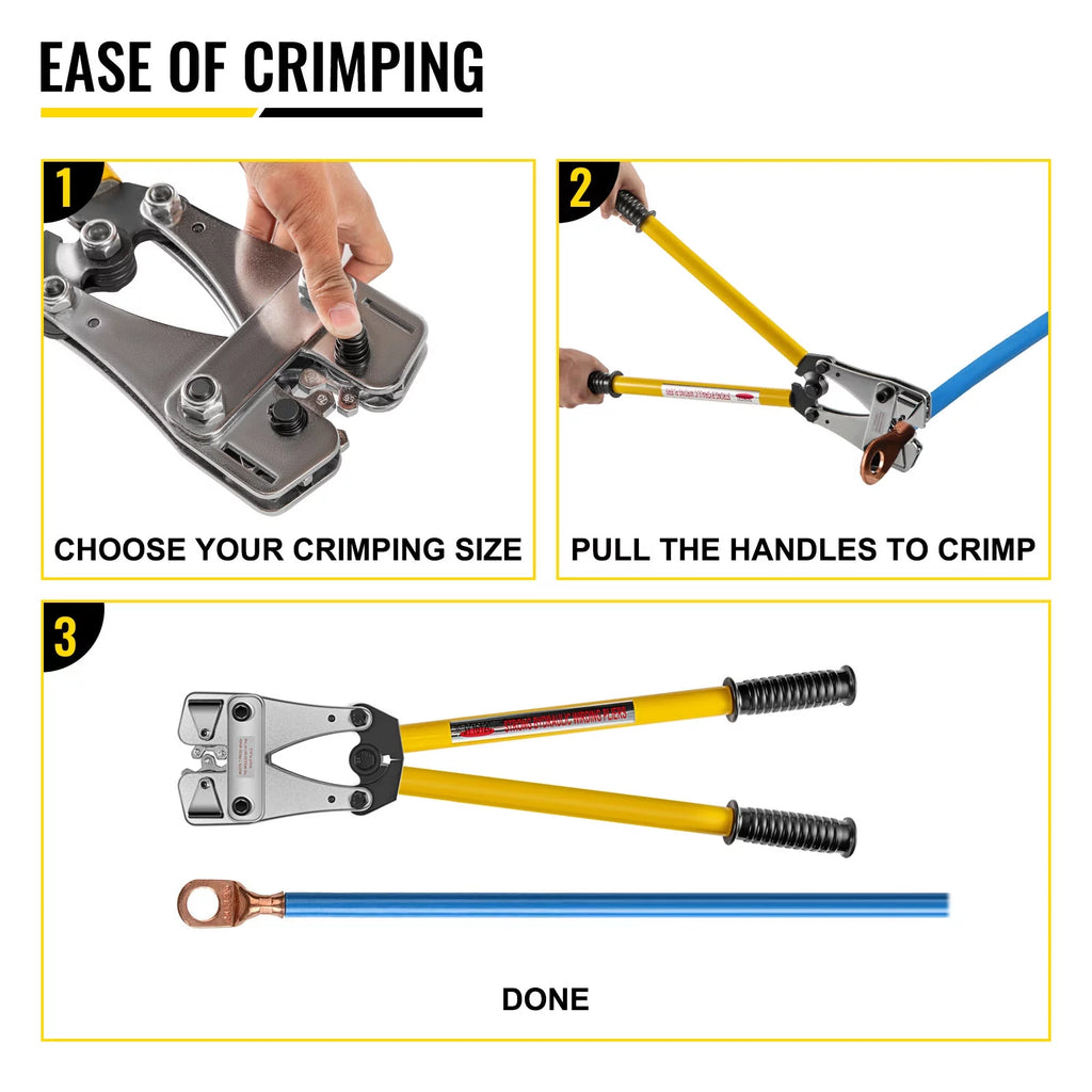 Battery Cable Crimping Tool 10-120 mm2, AWG 8-4/0, Hexagon Lug Crimping Tool A115184