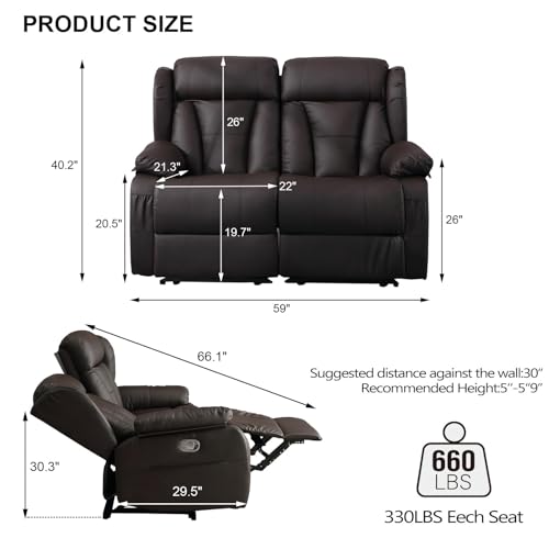 Black Faux Leather Recliner Sofa Set with USB Ports and Cup Holders Y414