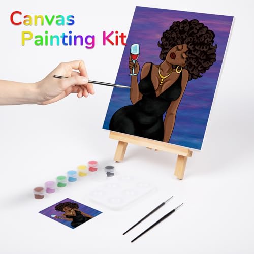 Pre Drawn Canvas Painting Kit with 8 Acrylic Colors, 3 Brush, 1 Pallet (12x16) G6913