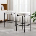 Cream White Boucle Fabric Bar Stools Set of 2 I48305