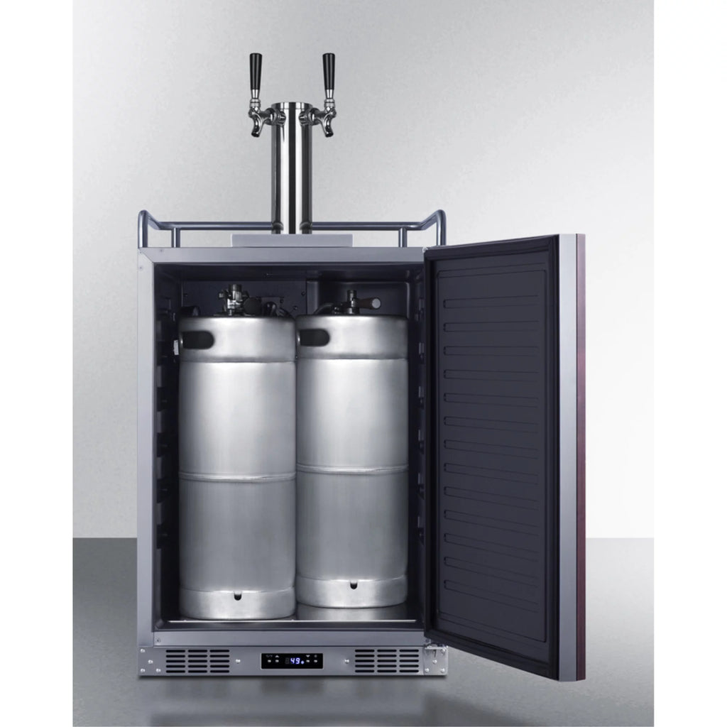 Stainless steel dual tap beer kegerator with panel-ready door L23595