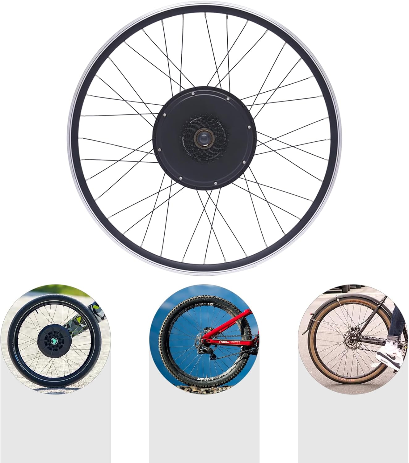 28"/29''/700C Rear Wheel Hub 48V 1000W E-Bike Conversion Kit with LCD Display X748832