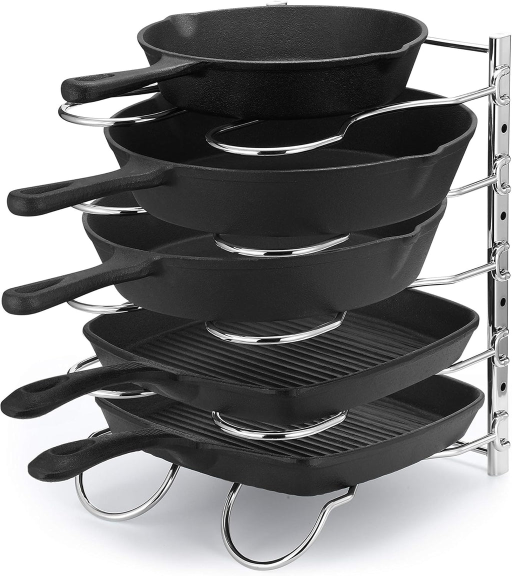 Metal Pan Rack with 5 Adjustable Dividers, Chrome W8403