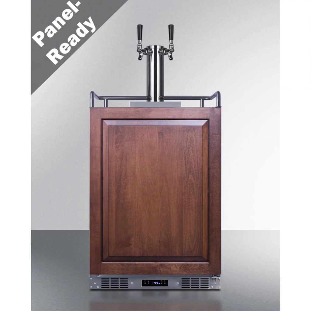 Stainless steel dual tap beer kegerator with panel-ready door L23595
