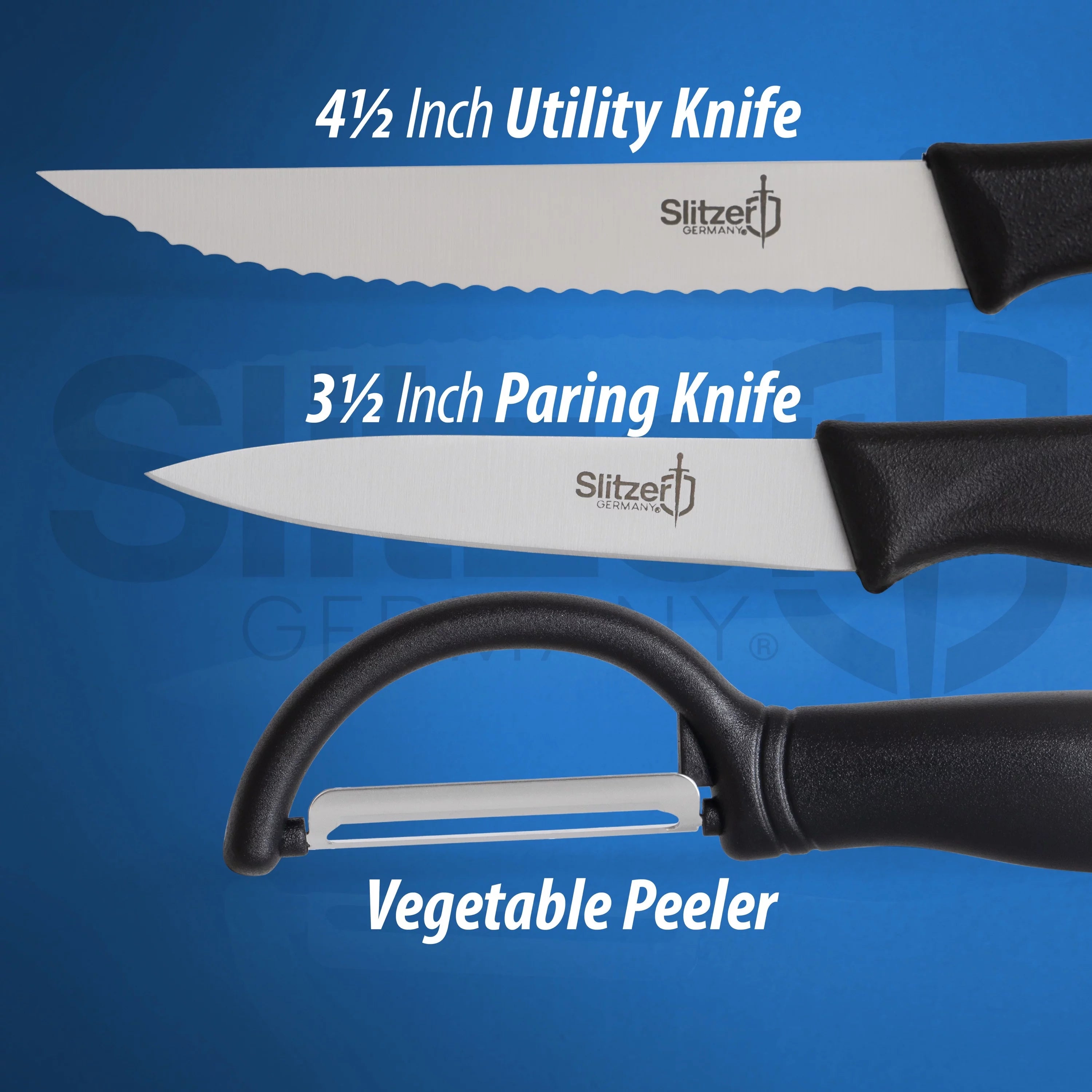 Cutting Board And Knife Set - German Stainless Steel Paring Knife, Utility Knife, Vegetable Peeler, Wooden Chopping Board X153206