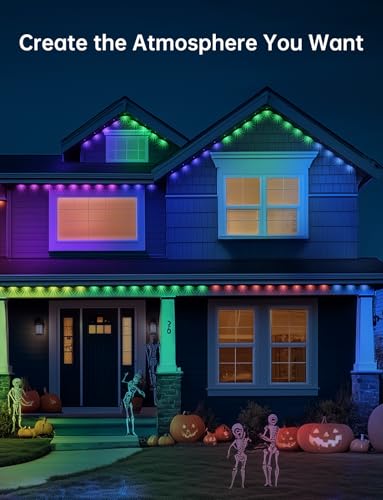 RGB+IC Christmas Eave Lights 30ft 22 LED Warm White IP68 Waterproof Smart Starry Outside Light D5437