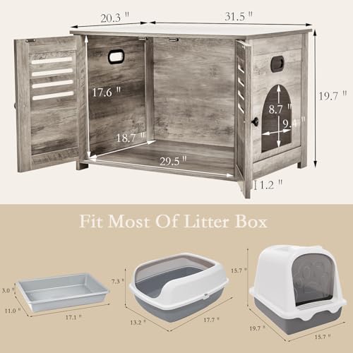 Espresso Wooden Litter Box Enclosure with Double Rooms, 47.2" L862