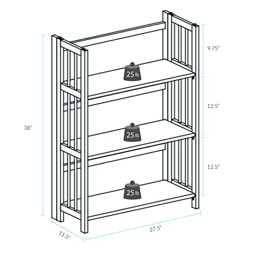 3 Shelf Folding Bookcase, 27.5" Wide, Espresso C734339