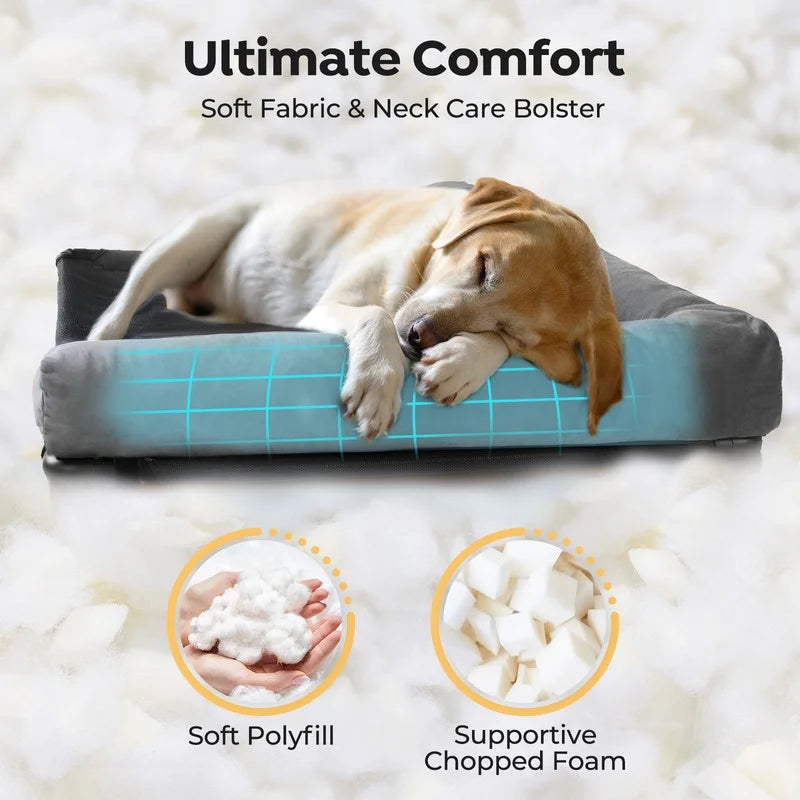 Black Elevated Dog Bed with Removable Bolster B934