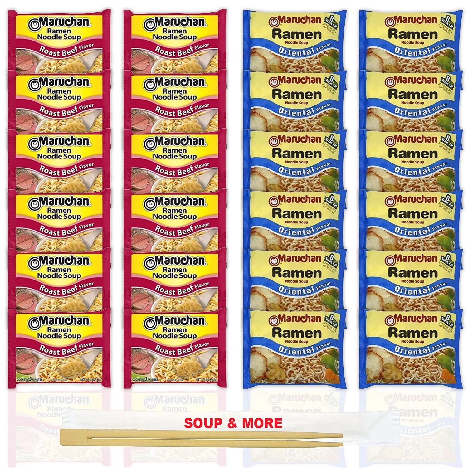 12 Packs Roast Beef & 12 Packs Oriental 3 Ounce Ramen Instant Noodle Soup Z5270