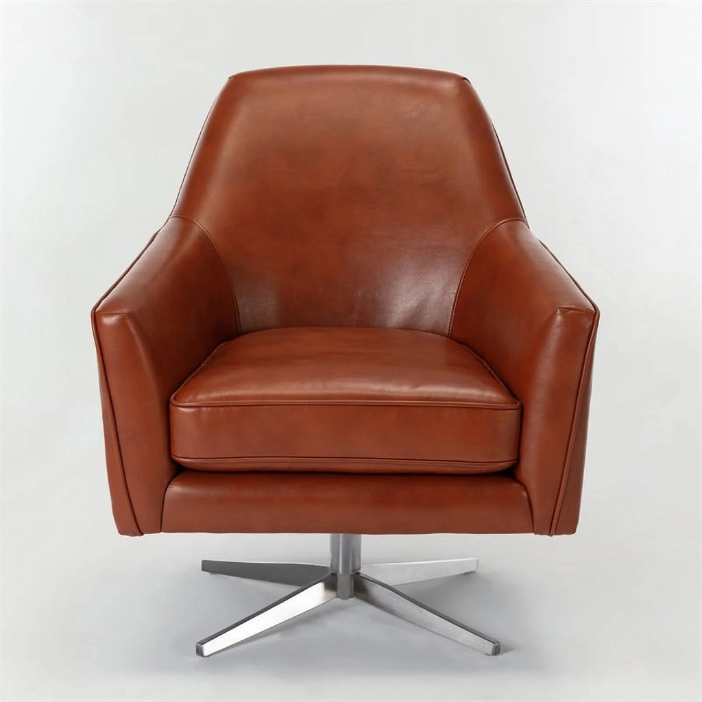 Caramel Brown Faux Leather Swivel Armchair C14026