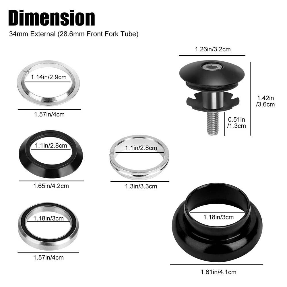 2PCS 34mm 1-1/8" Threadless Sealed External Bearing Headset Kits for Bicycle R110823