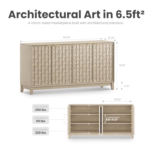 Walnut Finish Solid Wood Sideboard Cabinet with Storage J335870