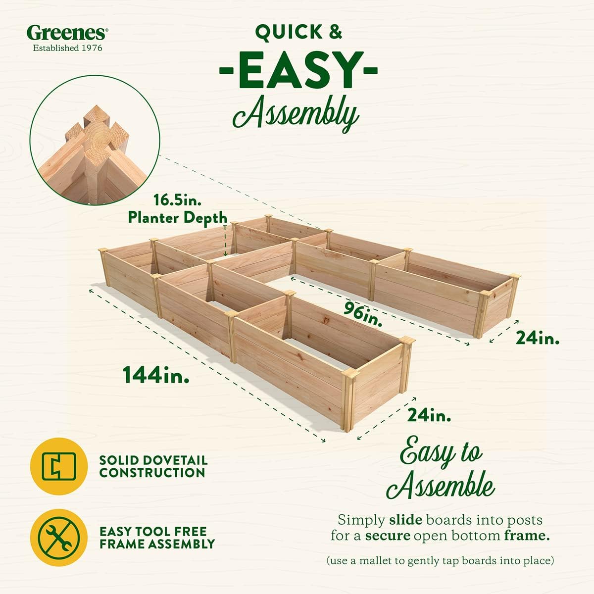Cedar Raised Garden Bed, 8' x 12' x 16.5" U-Shaped Bed Q672