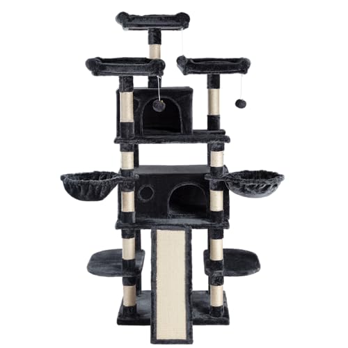 Beige Multi-Level Cat Tree with Condo D546459