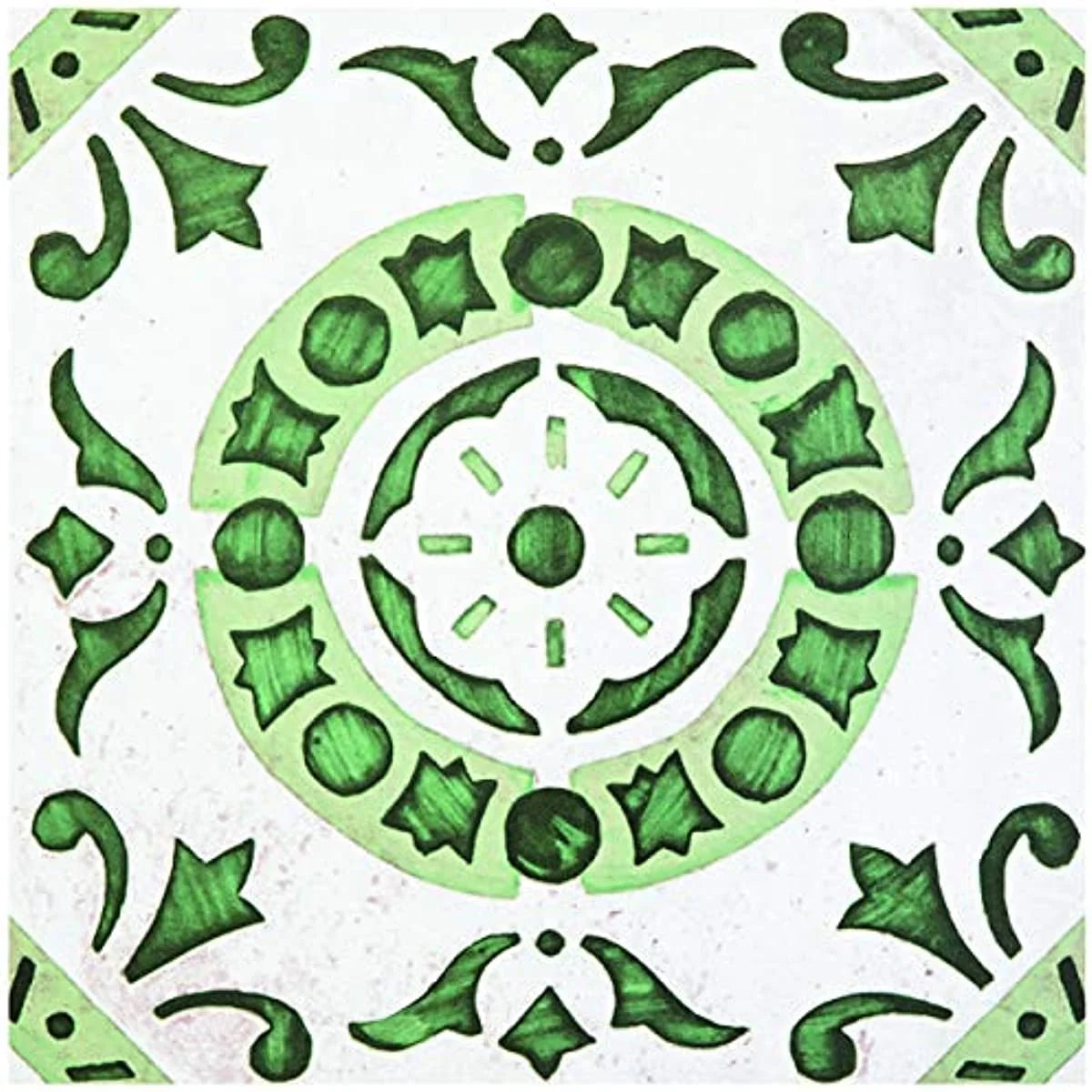 Green Medallion 20 Sq Ft Self Adhesive Vinyl Floor Tile U43955