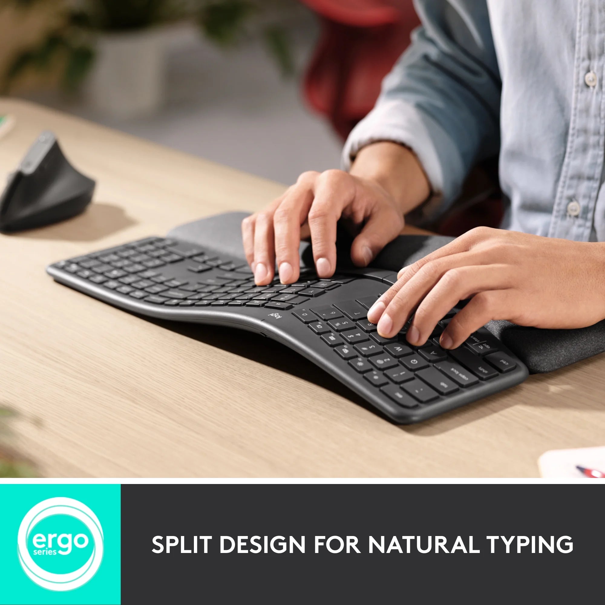 Graphite Ergonomic Split Keyboard with Wrist Rest F125996