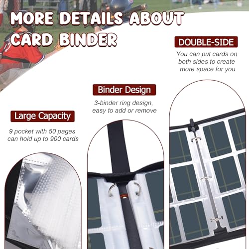 Baseball Card Binder with 50 Removable Sleeves I2701