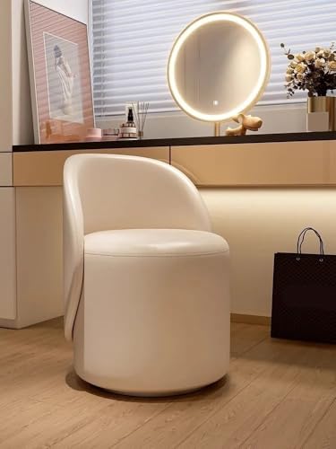 Brown Round Vanity Stool with 360° Rotatable Base B129