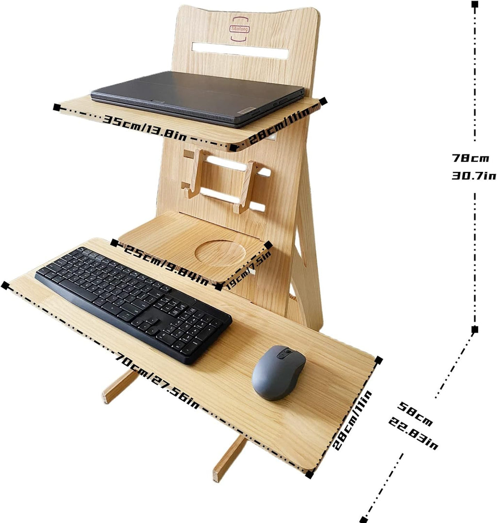 Adjustable Height Wooden Standing Desk Converter O477098