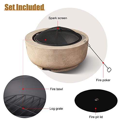 Brown Concrete Round Outdoor Fire Pit N24510