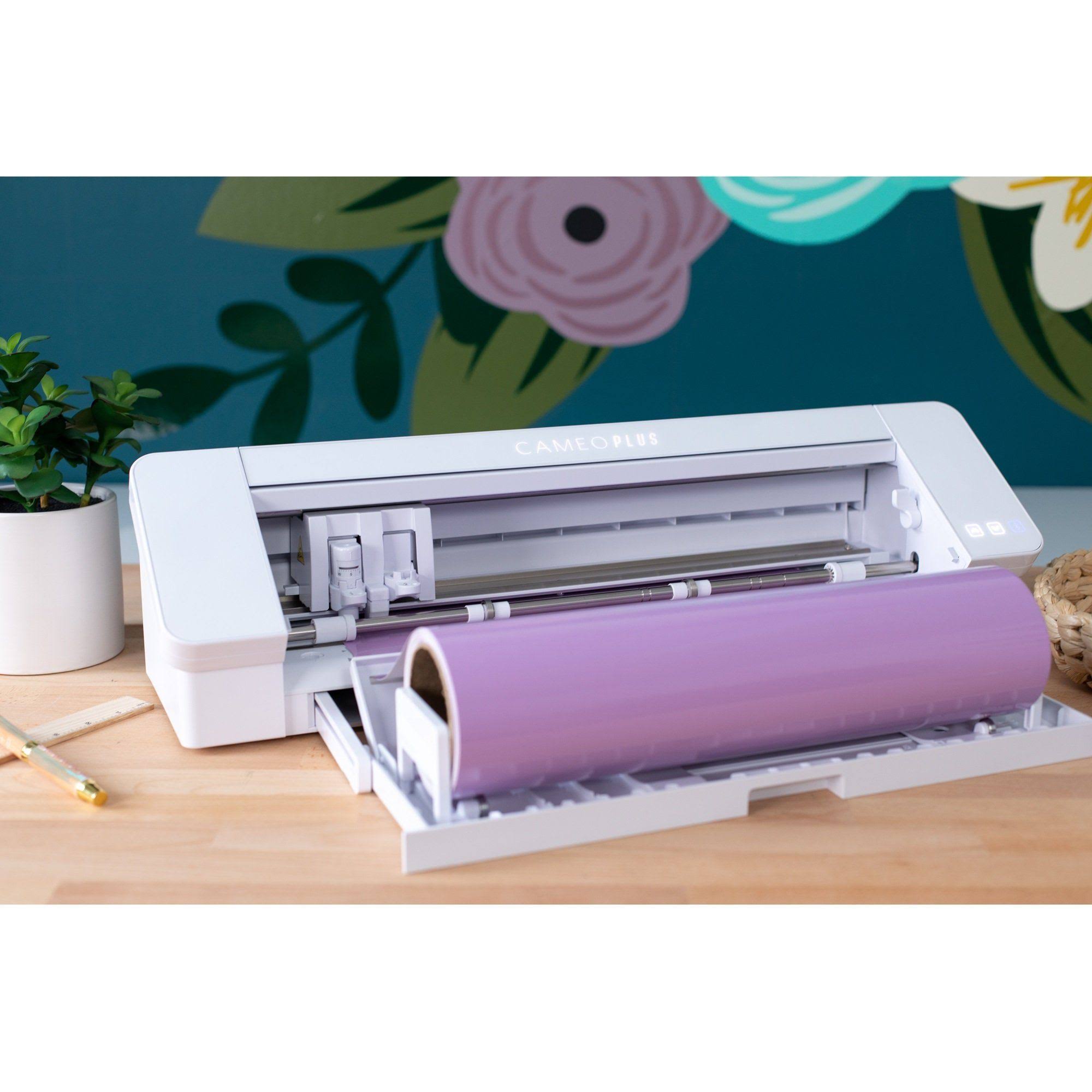 White Cameo 4 Plus 15x22 with Blade Pack, 38 Sheets Vinyl, HTV, Pens D4239
