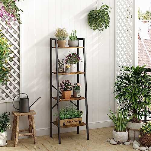 5-Tier Narrow Ladder Bookshelf, Metal Frame, Greige D620