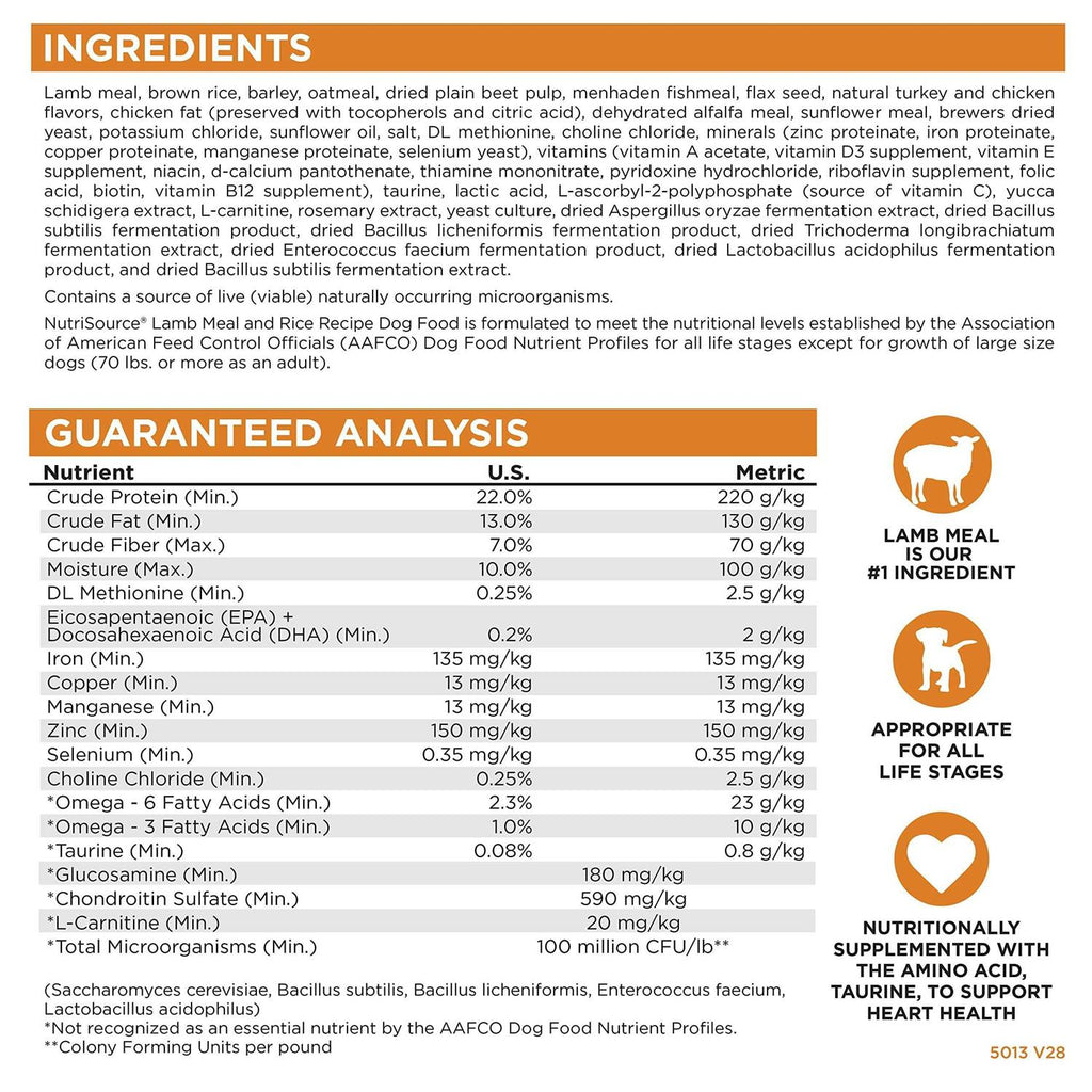 Lamb Rice Dry Dog Food I8184