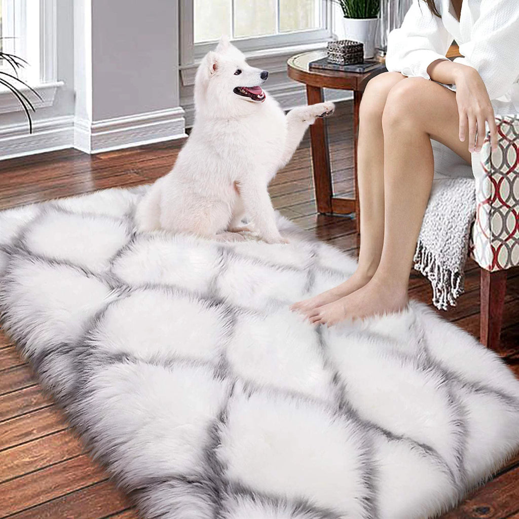 Fluffy Faux Fur Shag Area Rug F3977