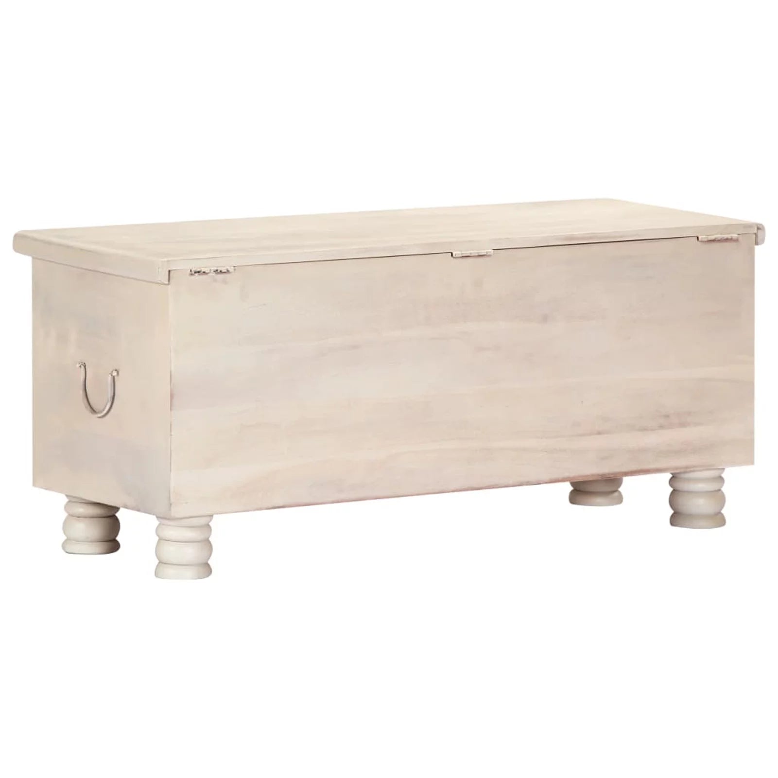 Storage Chest Acacia Wood Blanket Box White 43.3 x 15.7 x 17.7 Inches I802888