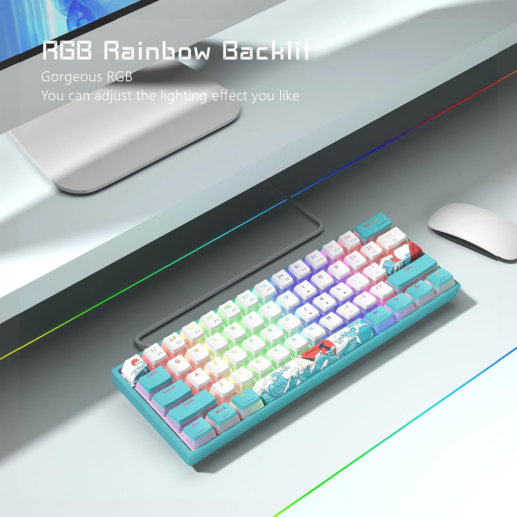 60% Wired Mechanical Gaming Keyboard with RGB and PBT Keycaps K758