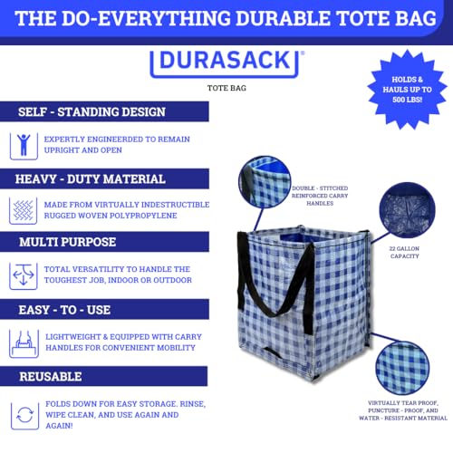 Heavy Duty Storage Tote Bag 22-Gallon Woven Polypropylene Y7696