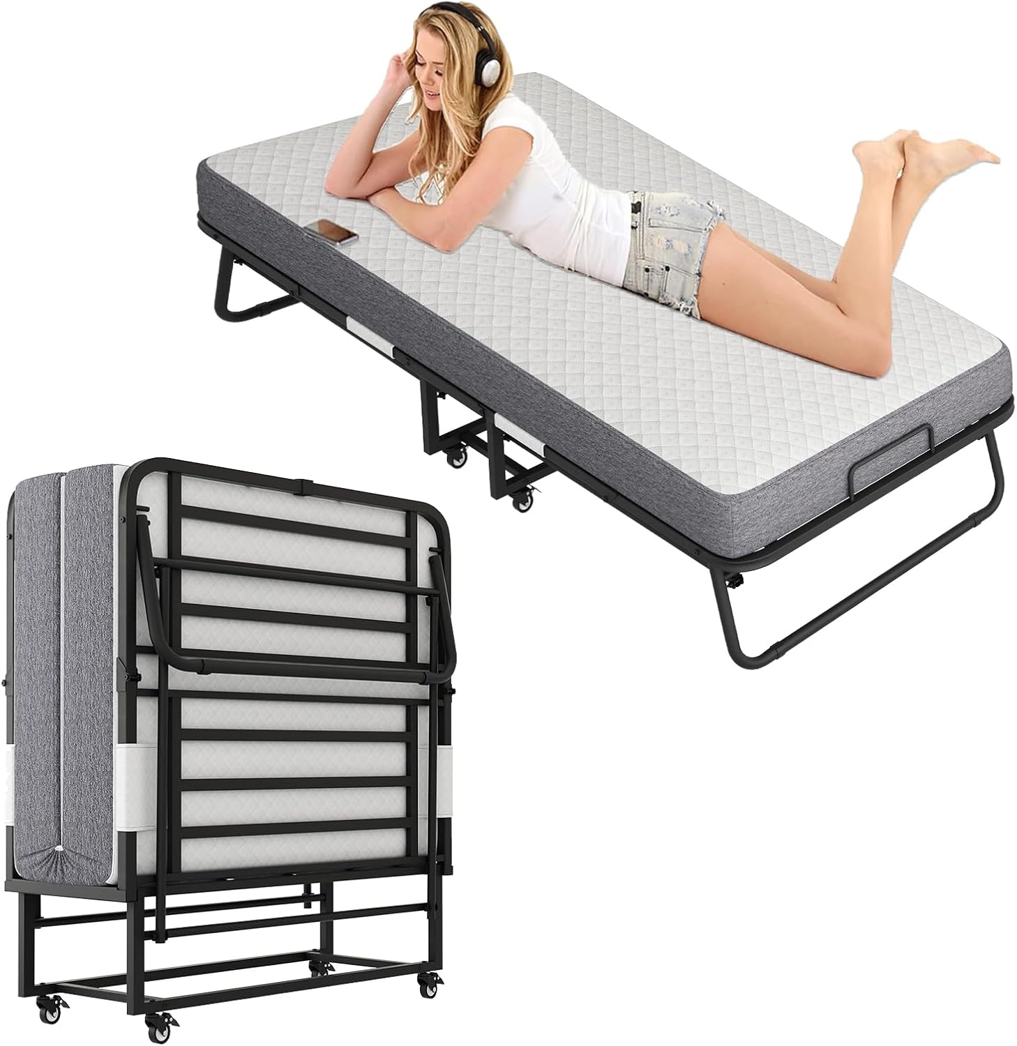 Twin Size Bed Frame with Memory Foam M213