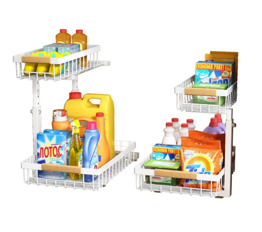 2 Pack 2 Tier Metal Slide Out Under Sink Organizer U5548