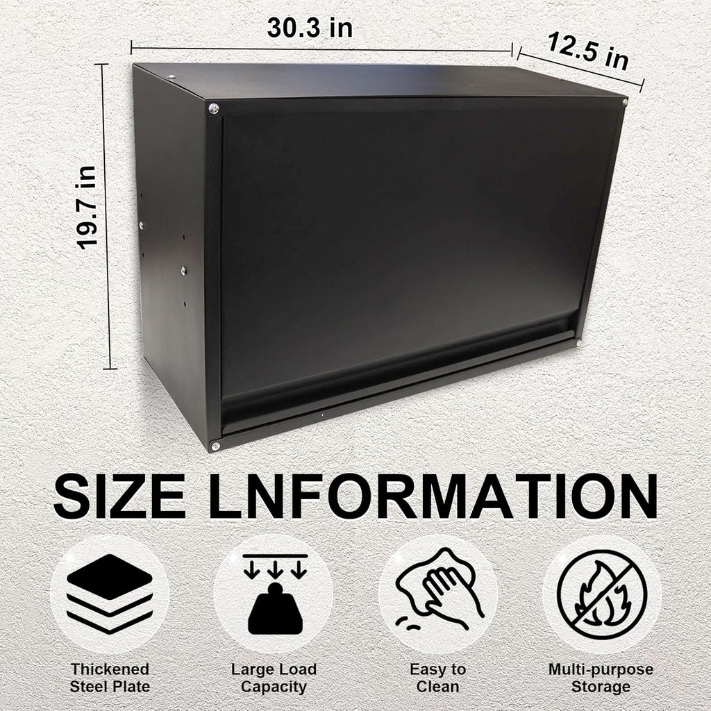 Black Wall Mount Metal Storage Cabinet with Adjustable Shelf I646