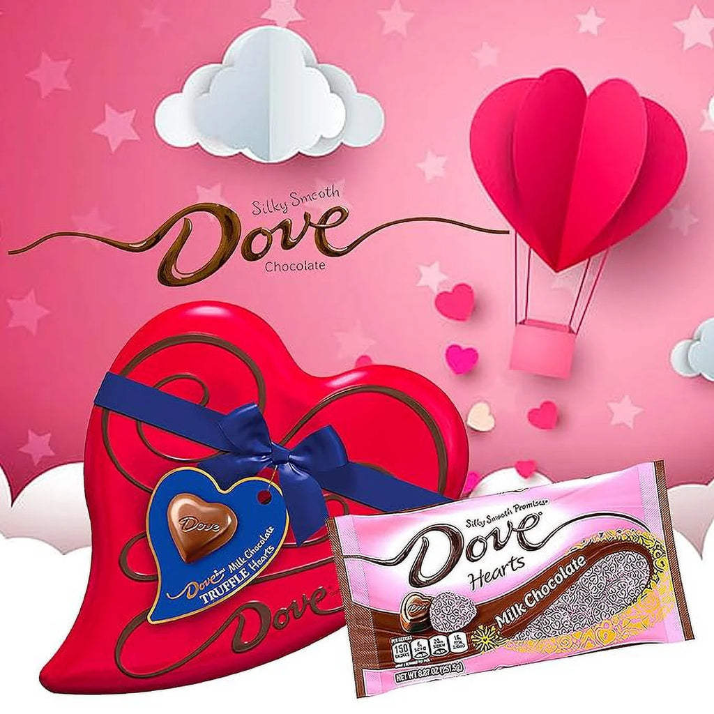 Milk Chocolate Candy Heart Tin and Milk Chocolate Bag U917673
