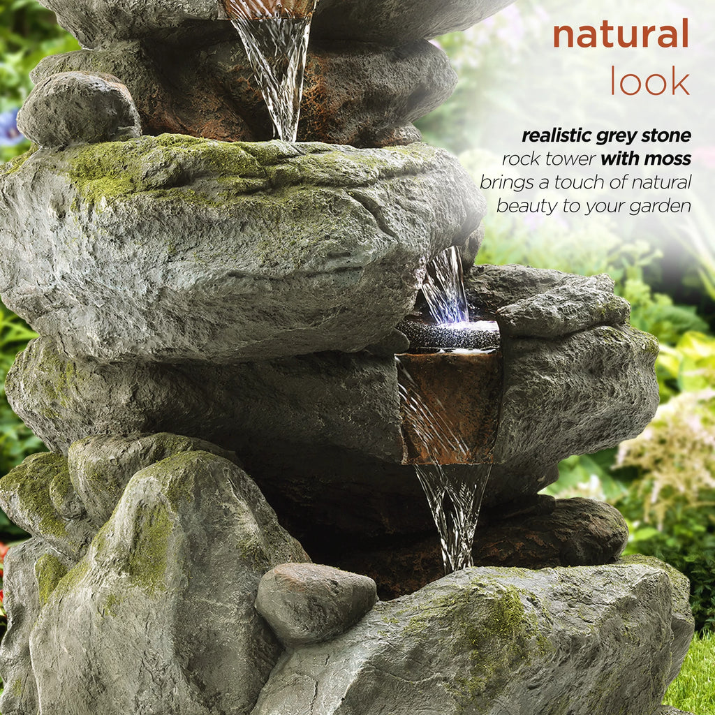 22" Outdoor 3-Tier Rock Tabletop Fountain Y23578