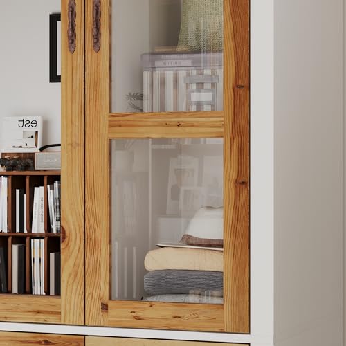 White 5 Door Armoire Wardrobe with Shelves, Hanging Space, Mirror, Drawers U444493