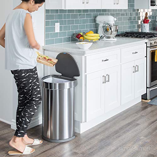 45 Liter Semi-Round Automatic Sensor Trash Can, Brushed Stainless Steel Y31174