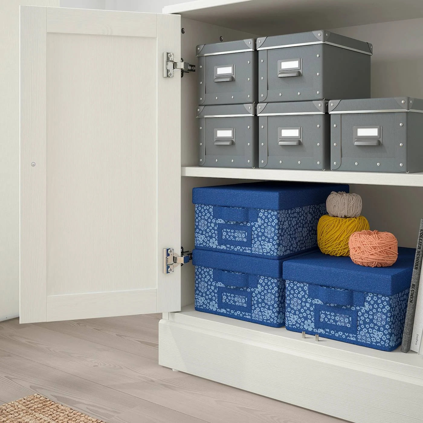 White Storage Combination with Glass Doors V445680