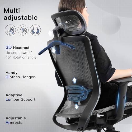 Black Ergonomic Mesh Gaming Chair with Headrest J532